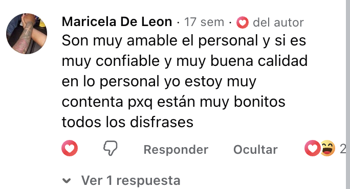 Reseña real de Facebook de Maricela De Leon sobre ITERA Mayoreo
